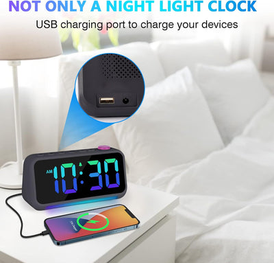 Wecker Kinder Erwachsene, Wecker Digital mit 7 Farben Nachtlicht, Dynamische RGB Wecker, 6" Wecker m