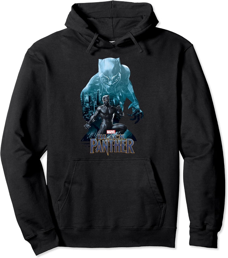 Marvel Black Panther Blue Hue Silhouette Fill Pullover Hoodie