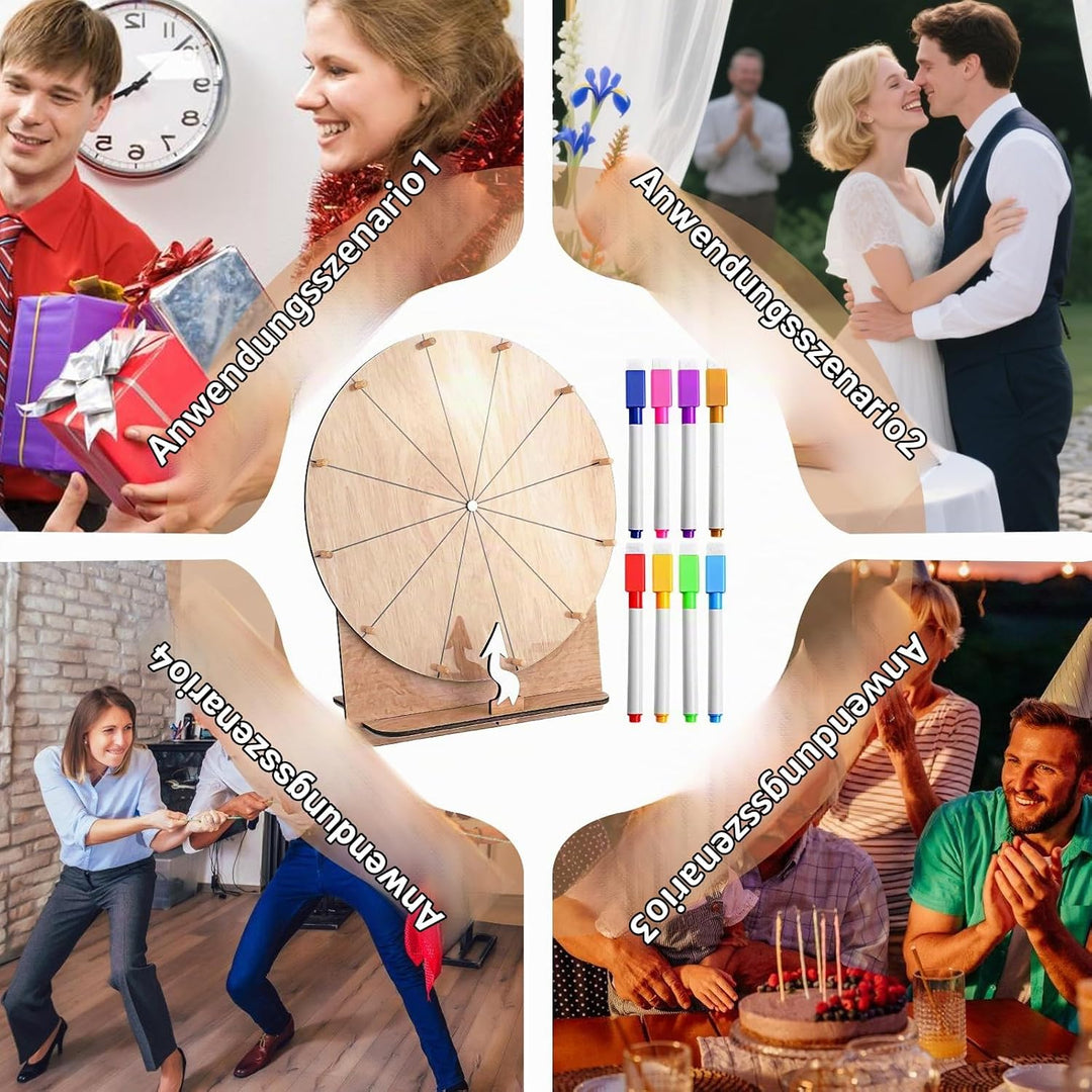 Glücksrad Zum Drehen,35 CM 12 Slots Glücksrad Zum Selbstgestalten Mit Markierstift,Grosses Glücksrad