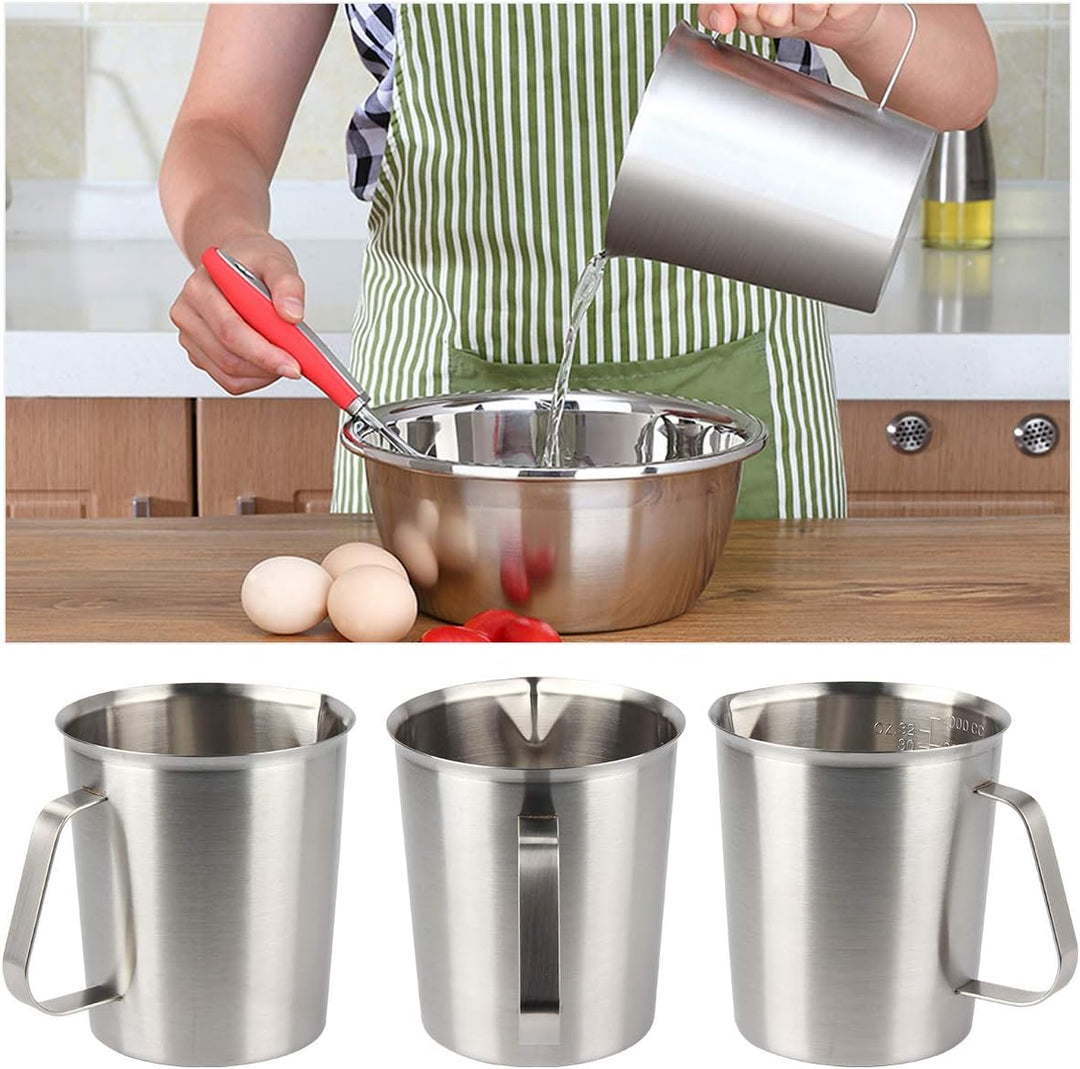 Kitchnexus Messbecher Edelstahl 1L, Milchkännchen Messkanne Milk Pitcher für Küche Kaffee Latte Capp