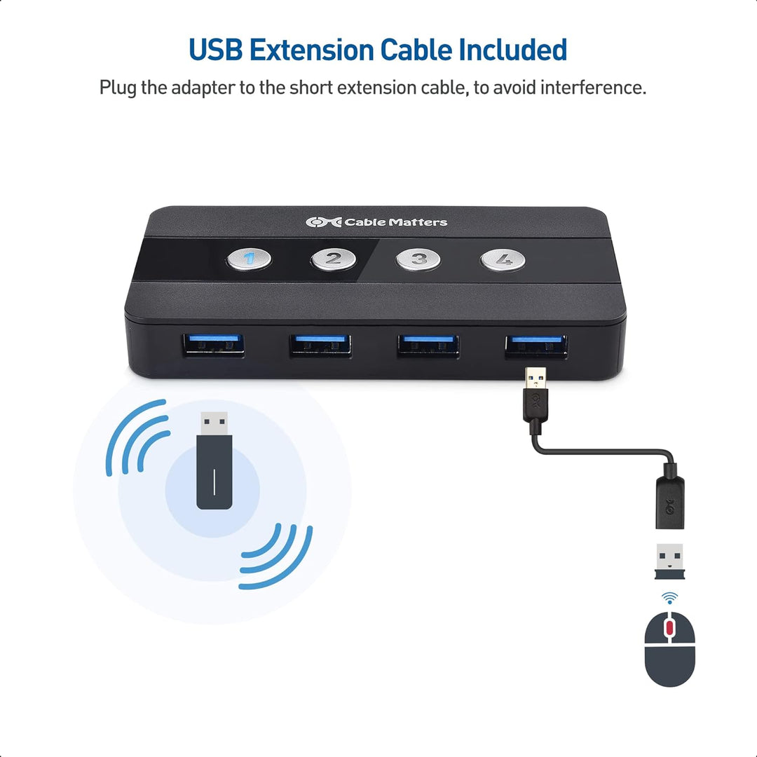 Cable Matters 4-Port USB 3.0 KVM Switch Hub (USB Switch 4 In 4 Out, KVM Switches) für 4 Computer - U