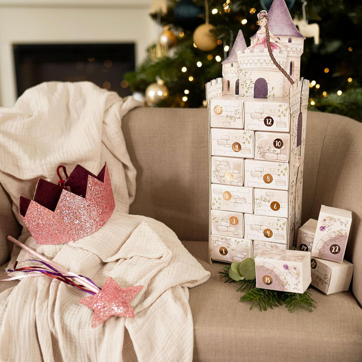 Papierdrachen Adventskalender 2025 - Rapunzel Turm zum Zusammenbauen – wiederverwendbarer Schachtelk