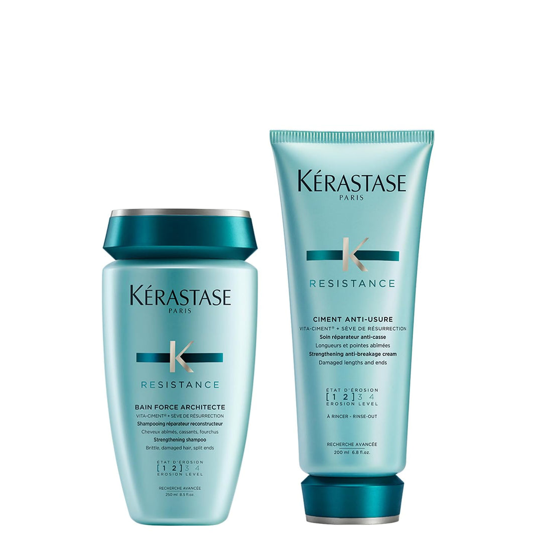Kérastase, Résistance, Pflegeroutine mit Shampoo und Haarspülung, Für geschädigtes und strapaziertes