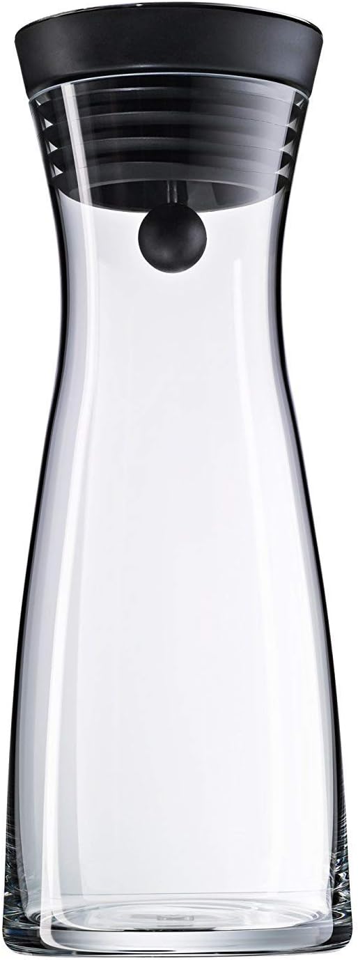 WMF Basic Wasserkaraffe 0,75l Höhe 23,7cm Glaskaraffe Karaffe CloseUp-Verschluss schwarz Glas Cromar
