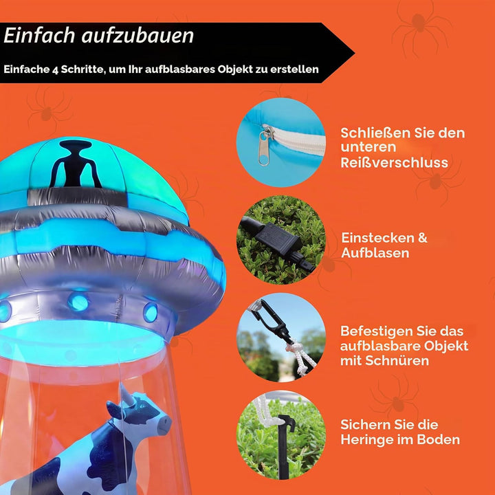Joiedomi 2,7 m Aufblasbare Outdoor-Dekoration für Halloween, UFO-Dekor Mit LEDs für Hofdekoration Au