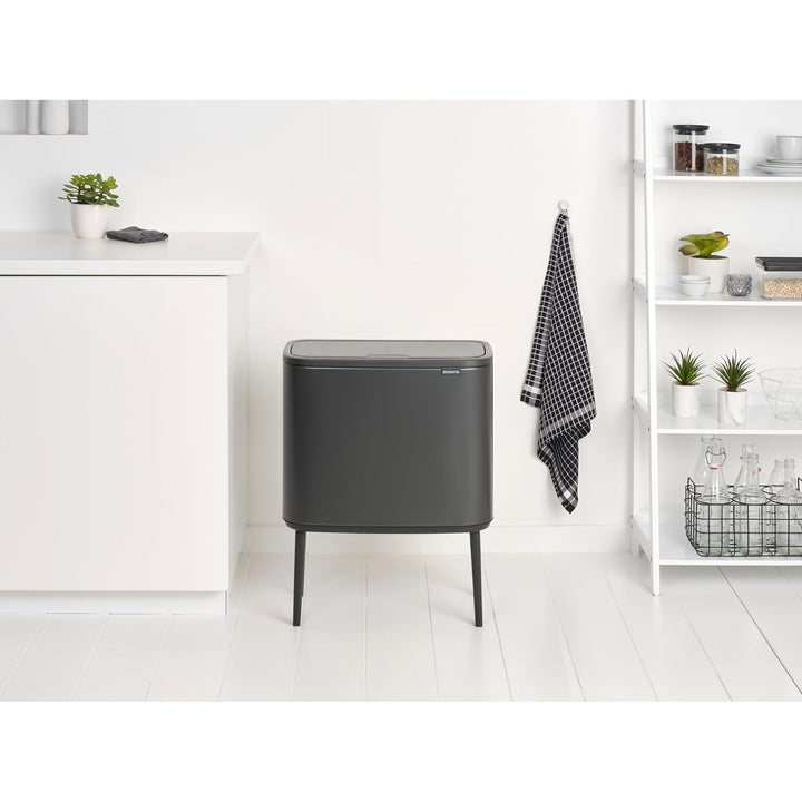 Brabantia Bo Touch Bin für die Küche 23+11 l – Zwei Fächer | Soft-Touch-Abfalltrennung mit Inneneime