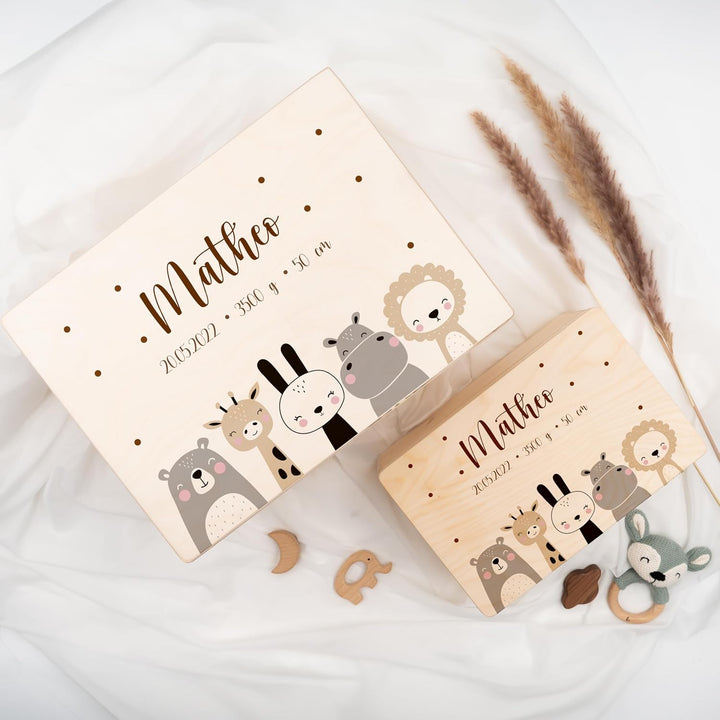 KIDSMOOD - Erinnerungsbox Baby, personalisierte Holzkiste mit Deckel, Ideal zur Aufbewahrung von Eri