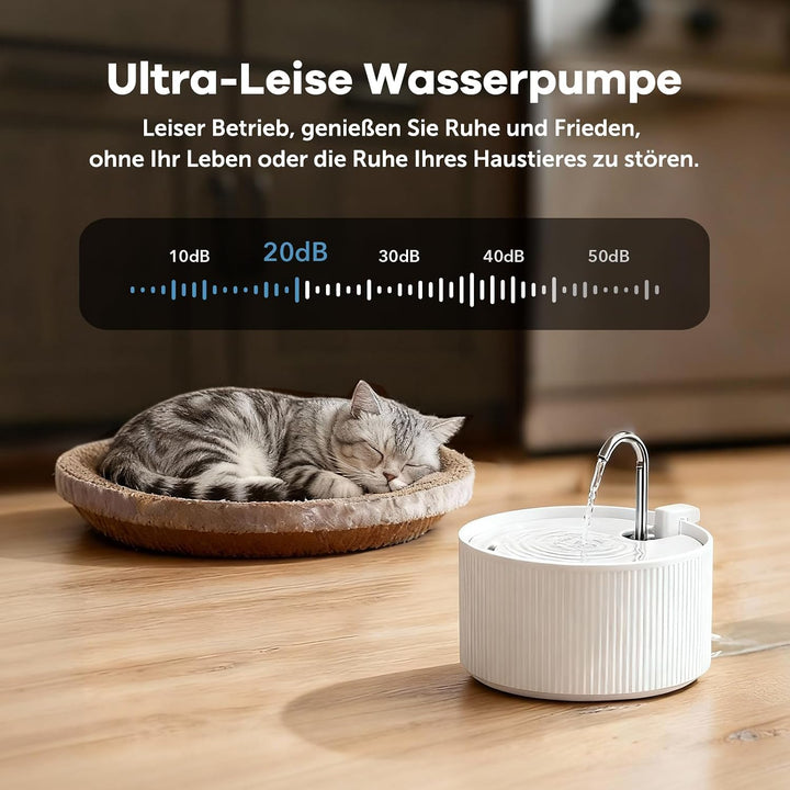 Katzenbrunnen Keramik: NautyPaws 2.2L Trinkbrunnen für Katze Keramik, Leiser Wasserspender Katzen, A