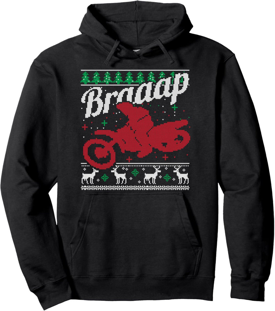 Hässlicher Pullover Stil Braaap Weihnachten MX Bike Pullover Hoodie