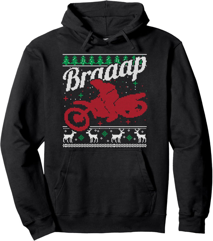 Hässlicher Pullover Stil Braaap Weihnachten MX Bike Pullover Hoodie