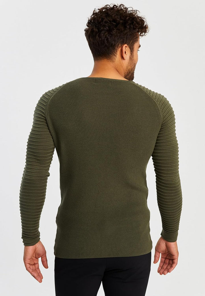 LEIF NELSON Herren Strickpullover Basic Rundhals Crew Neck Sweatshirt Langarm Sweater Feinstrick LN2