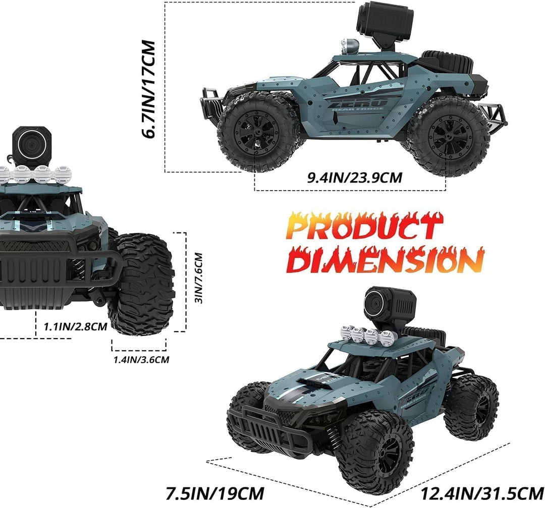DEERC Ferngesteuertes Auto 1:16 RC Truck mit 720P Kamera Foto WiFi Übertragung 2.4Ghz 2 Akku 60 Minu