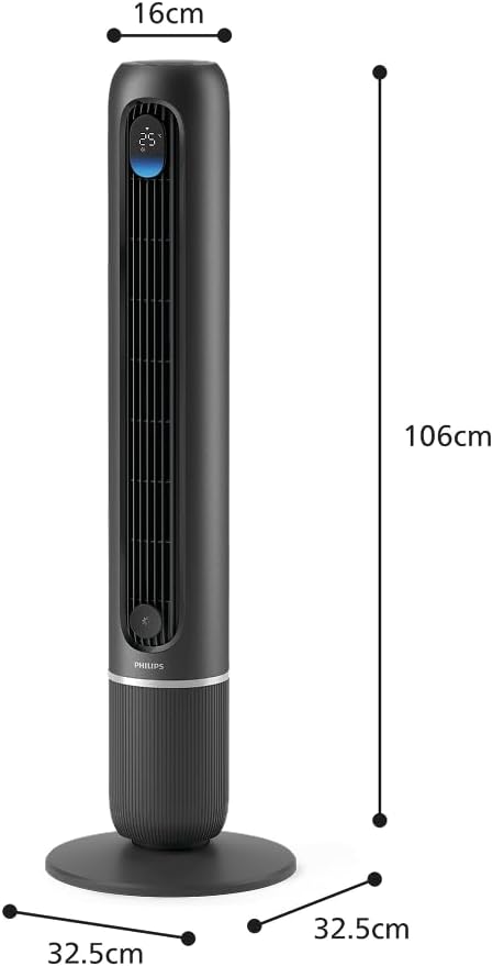 Philips Smarter Turmventilator 7000 Series – 8,4 m/s stark, ultraleise 22 dB, energieeffizient, App