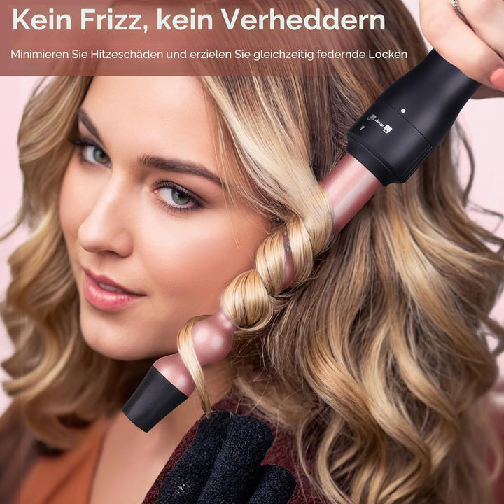 Lockenstab 5 in 1, Lockenstäbe Lockenbürste Set mit 4 austauschbaren Keramik Lockenstab 13-32mm für