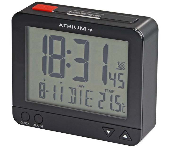 Atrium Funkwecker Digital Quarz sensorgesteuertes Nachtlicht Beleuchtung mit Obenabsteller Datum und