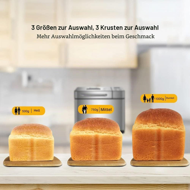 Automatischer 19-in-1-Brotbackautomat, programmierbarer 650-W-Brotbackautomat, Edelstahl Multifunkti