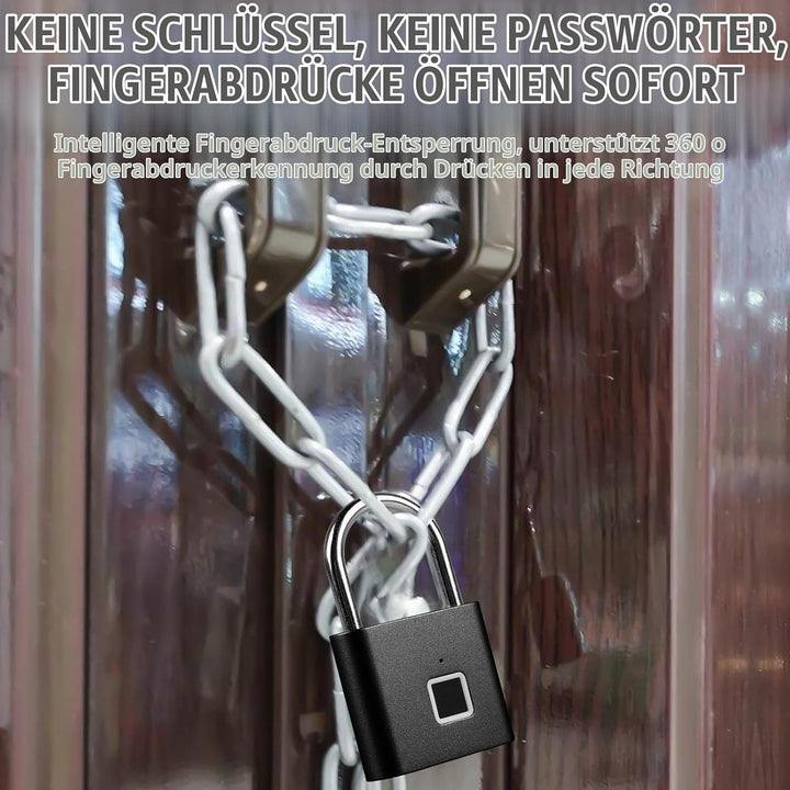 Vorhängeschloss Fingerabdruck, Schloss mit Fingerabdruck, Wetterfest, USB-Aufladung Fingerabdruck Sc