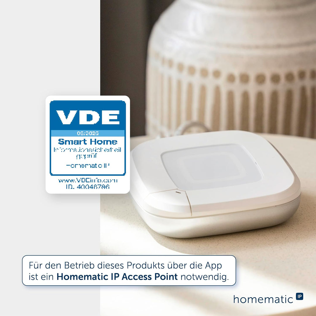 Homematic IP Wandthermostat mit Luftfeuchtigkeitssensor Display, mit Stellrad, Version 3, weiss, Dis