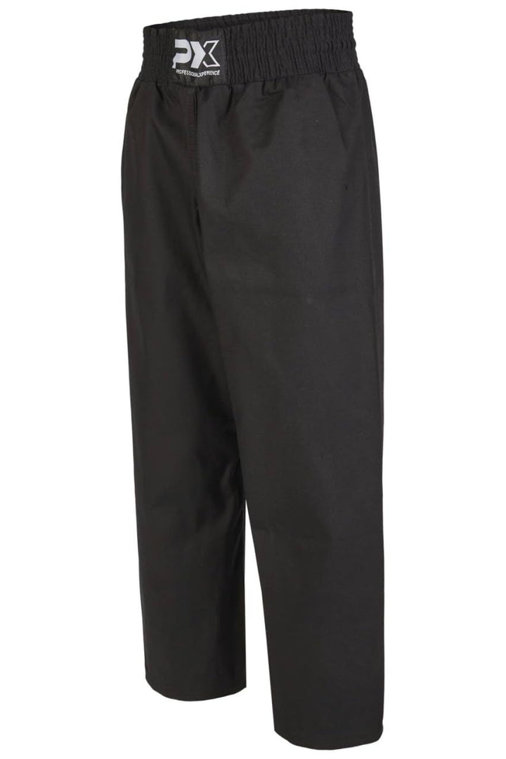 Kickboxhose Basic PX lang - schwarz mit Gummibund - Weiche Ausführung - Kickboxing Kampfsport Hose -