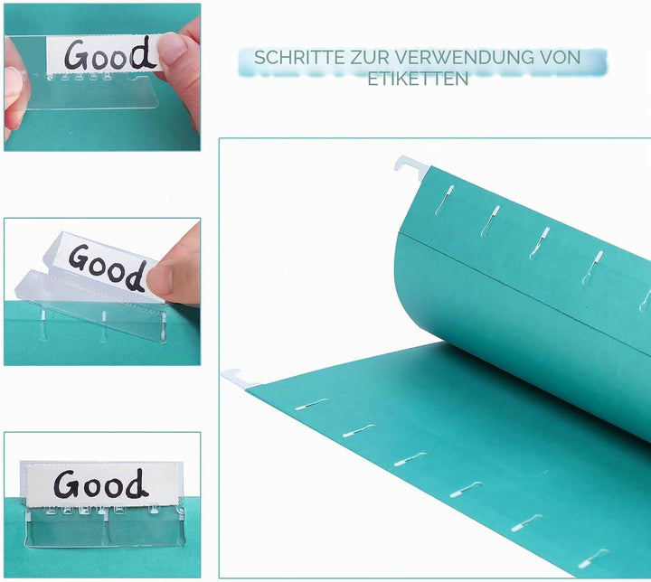 Hängemappen A4,25 Stück Hängemappe mit Tabs und Karteneinsätzen für Schule, Zuhause, Büro(Blau), Bla
