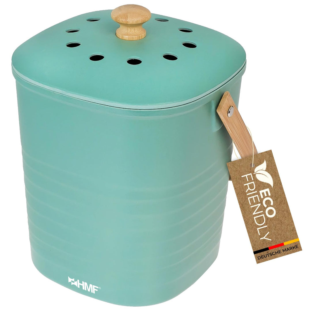 HMF Nachhaltiger Biomülleimer Küche, Geruchsdichter Komposteimer mit Deckel | 3 Liter | Grün Grün 3