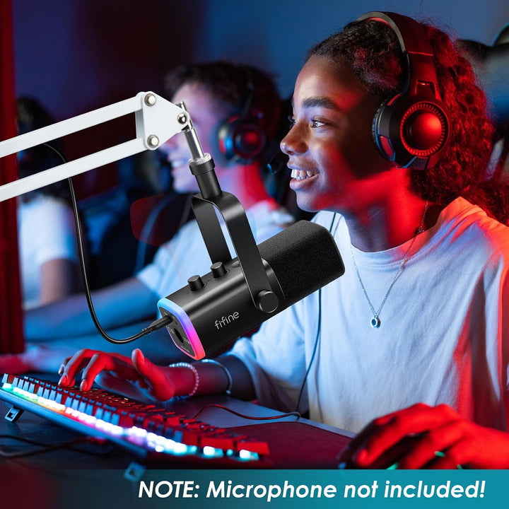 FIFINE AM8 Mikrofonarm Weiss - Boom Arm Mikrofon Schwenkarmständer kompatibel mit FIFINE Recording X