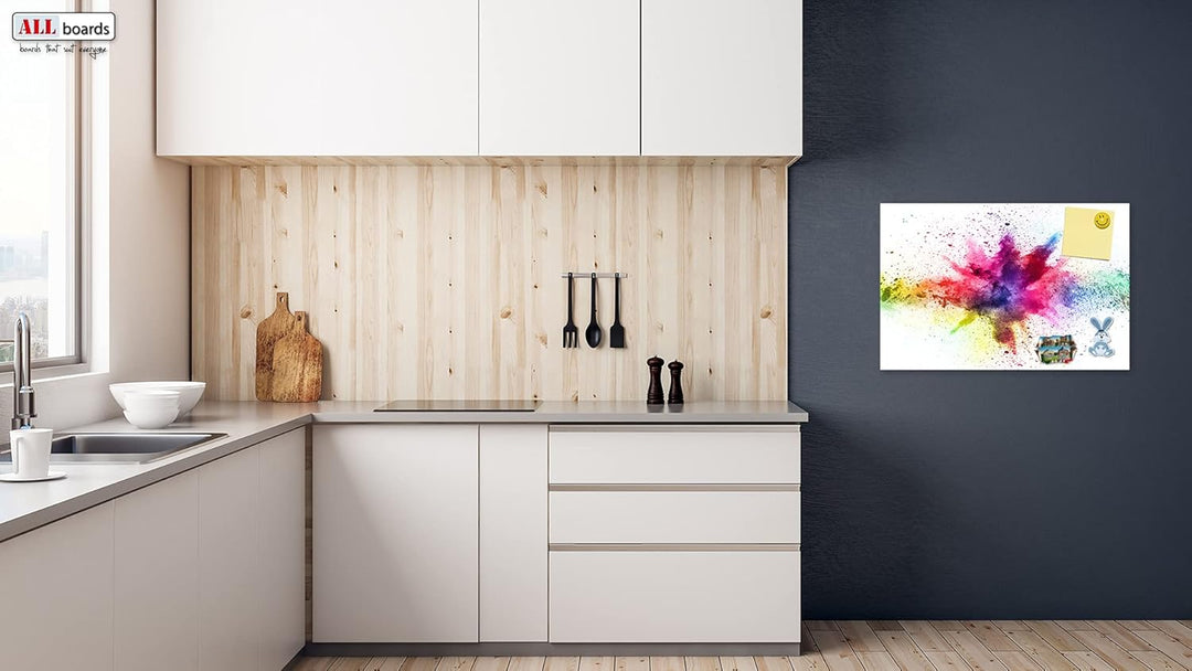 ALLboards Metallische Magnettafel HOLI-FESTIVAL FARBENFROH 60x40cm MetalBoards Memoboard für jede Ar