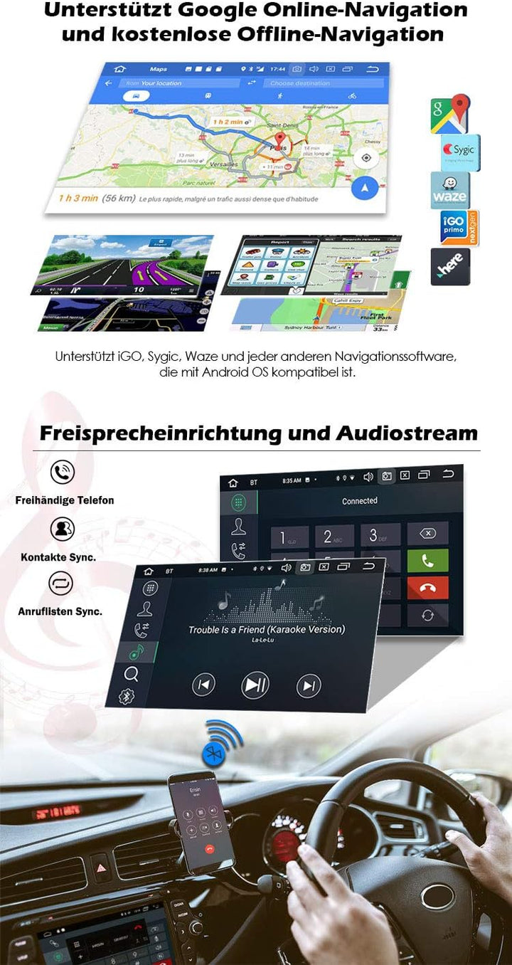 Erisin Android 10.0 8-Kern Autoradio Mit GPS für Audi A4 S4 RS4 RNS-E Seat Exeo 7 Zoll Navigation DA