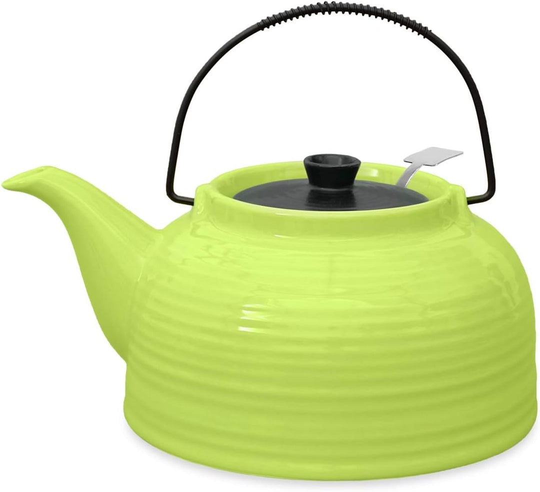 Aricola Teeservice „Nelly“. Moderne Teekanne 1,5 Liter in grün/schwarz aus hitzebeständiger Keramik