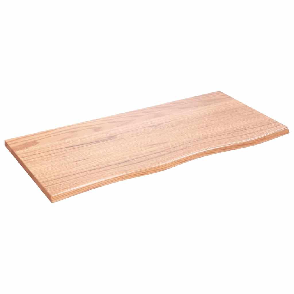 vidaXL Waschtischplatte Hellbraun 100x50x2 cm Massivholz Behandelt Braun 100 x 50 x 2 cm, Braun 100