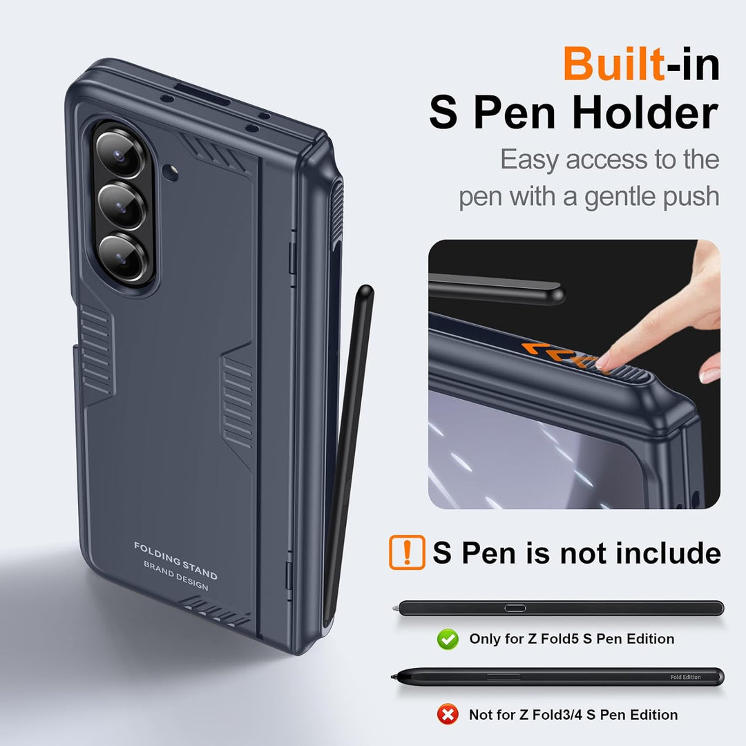 spoovcto für Samsung Galaxy Z Fold 5 Hülle mit Slim S Pen Stifthalter & Scharnierschutz, Integrierte