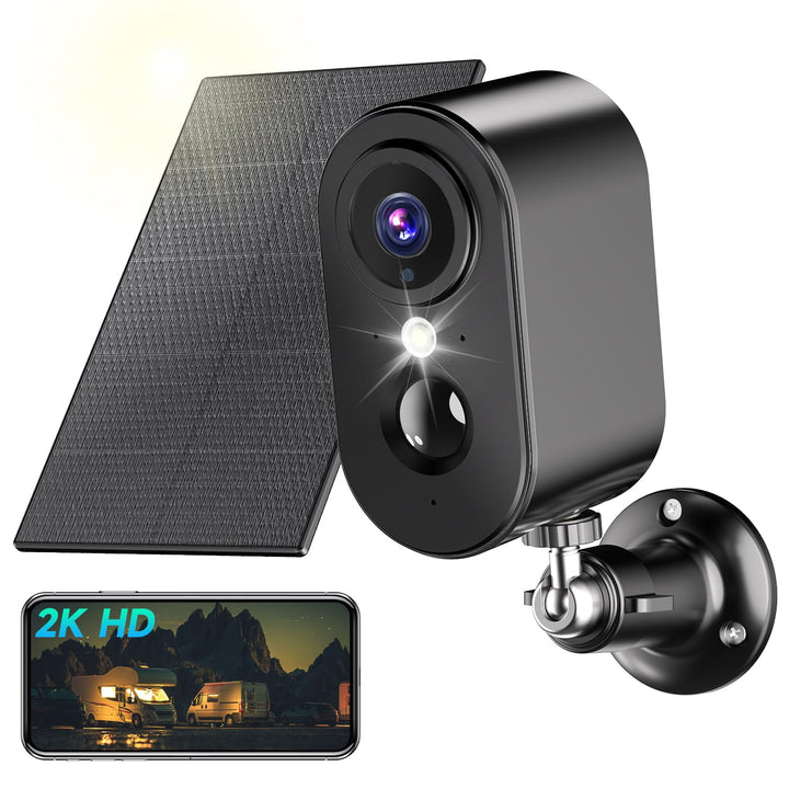 2K Überwachungskamera Aussen Akku/Solar - Kamera Überwachung Aussen WLAN mit Farbige Nachtsicht, Kab