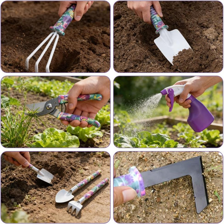 10-Gartenwerkzeug Set,Rostfreie Und Strapazierfähige Gartengeräte Mit Aufbewahrungsbox,Geeignet Zum