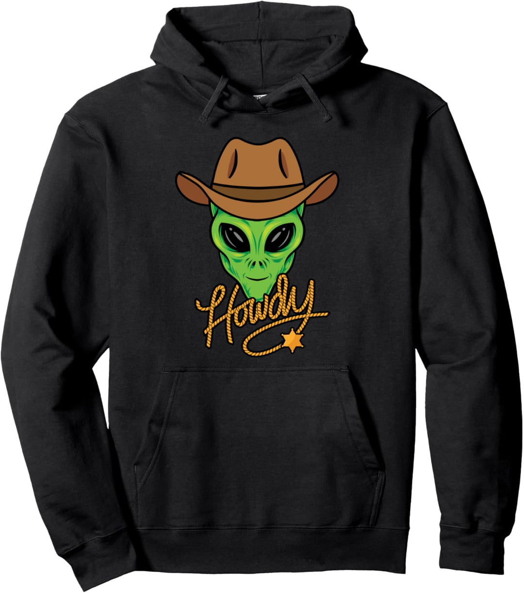 Howdy Alien Cowboyhemd Lustiges Halloween Space Alien Western Pullover Hoodie