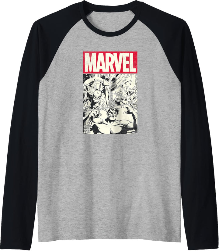 Marvel Comic Cover With Spider-Man, Captain America, Hulk Raglan