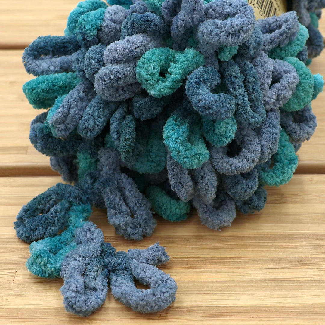 JubileeYarn Fun Fingerschlaufen-Garn – Polyester Jumbo Weight Loop Garn – 100g/Knäuel – Poseidon – 5