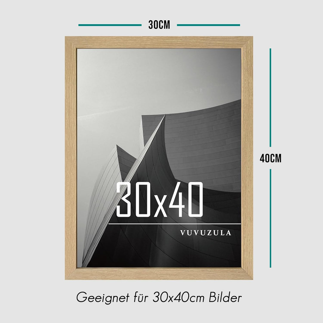 VUVUZULA Bilderrahmen 30x40cm Holz Fotorahmen 12x16 Zoll Holzrahmen MDF Rahmen 30x40cm Natur 3er Set