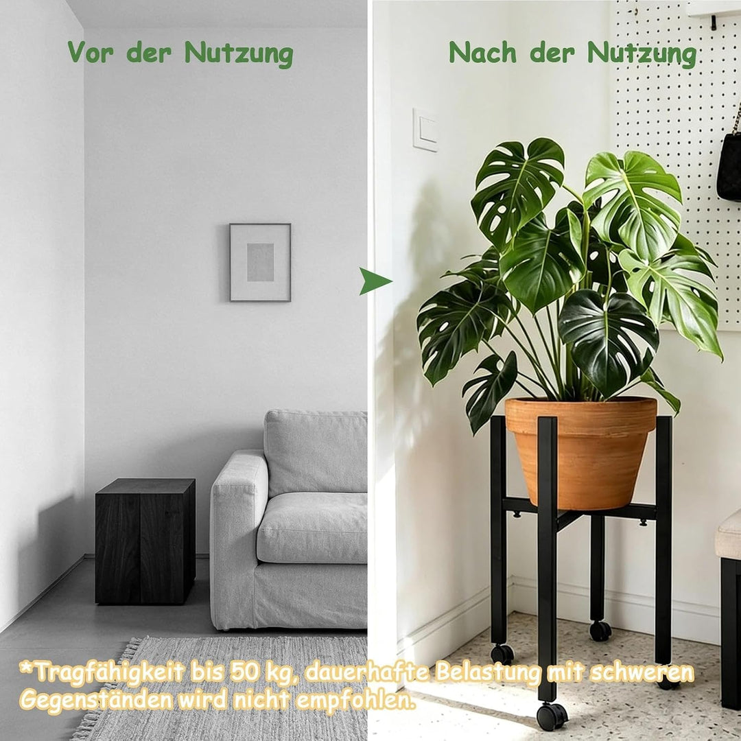Metall Pflanzenregal Blumenhocker, Verstellbarer Pflanzenständer, Blumenständer Metall Schwarz, Blum