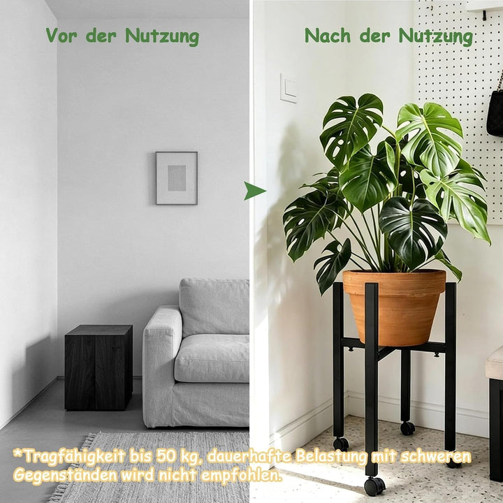 Metall Pflanzenregal Blumenhocker, Verstellbarer Pflanzenständer, Blumenständer Metall Schwarz, Blum