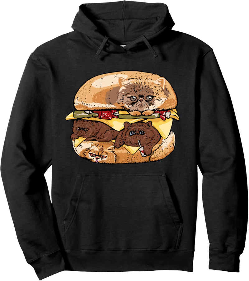 Persian Cat Burger Pullover Hoodie