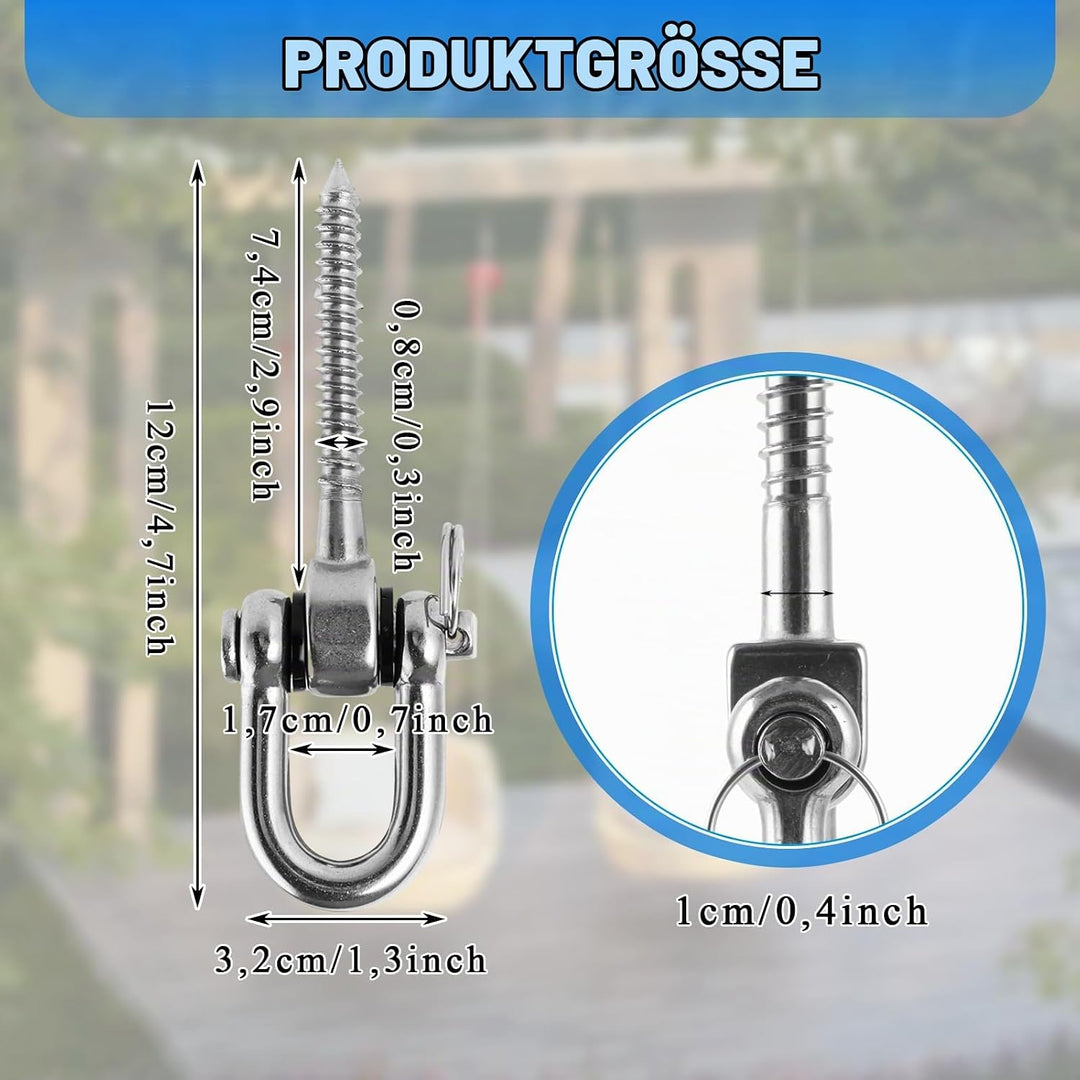 DAJAVE 4 Stück Hängende Schraube, Schwerlast 180° Schaukelhaken, 304 Edelstahl Schaukelhaken für Hol