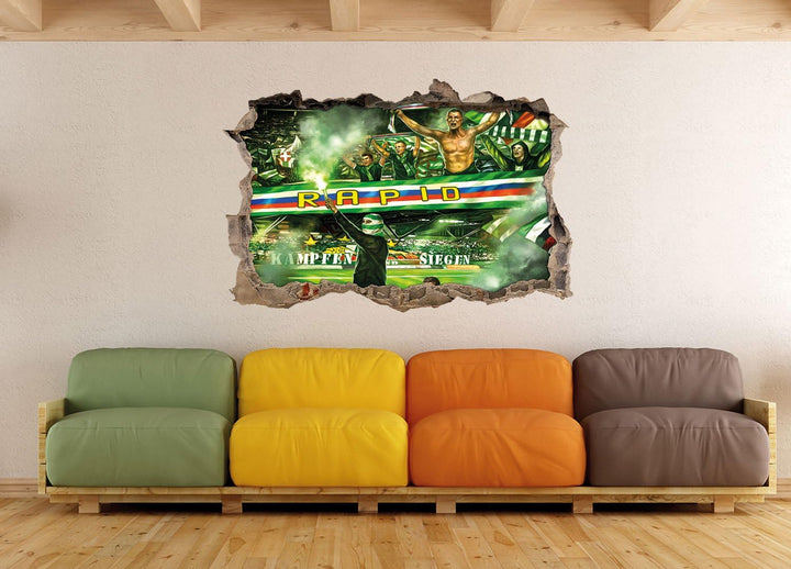Ultras-Art Rapid kämpfen und Siegen, 3D Wandsticker Format: 92x62cm, Wanddekoration, 92x62