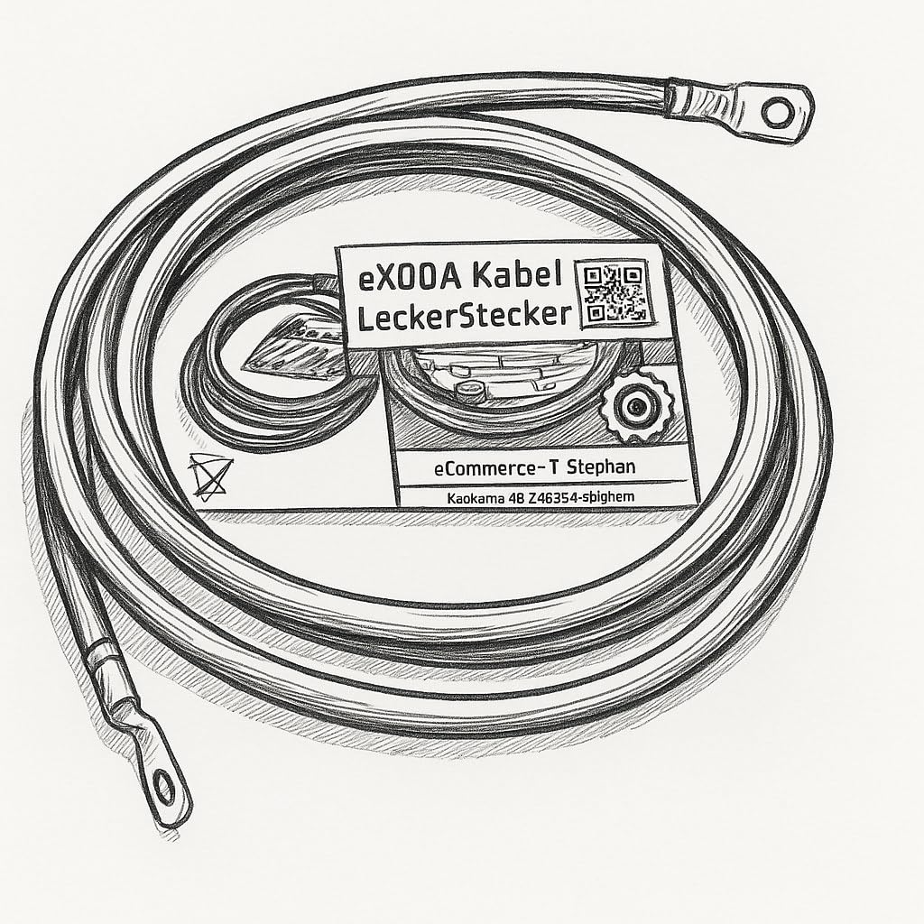 Exoda Batteriekabel 50 mm² 2,5m Schwarz mit M8 Kabelschuhen flexibles 99 Prozent Kupferkabel für zuv