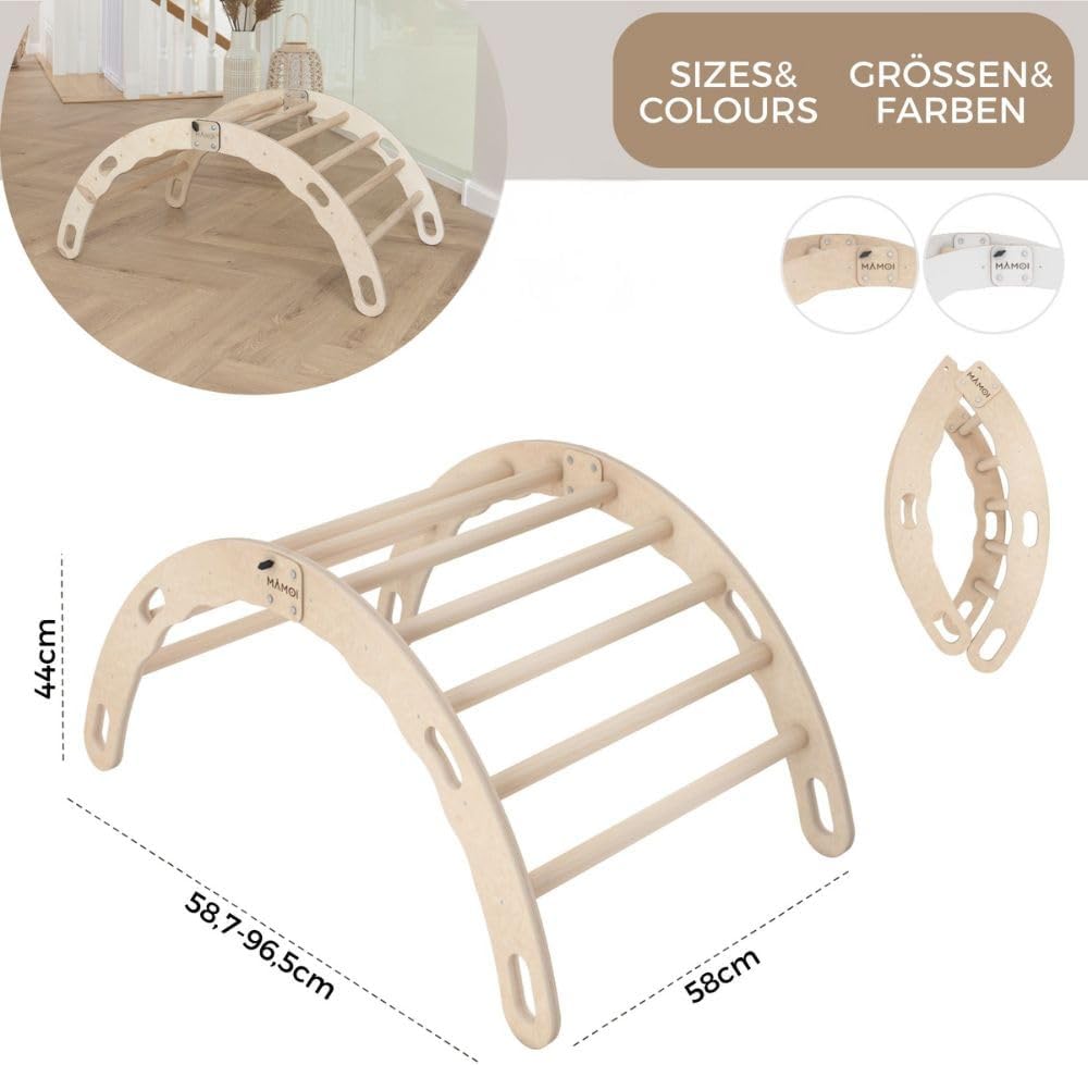 MAMOI® Kletterbogen, Kletterdreieck, Baby Klettern, Klettergerüst aus Holz, Holzbogen für Kinder, Sp