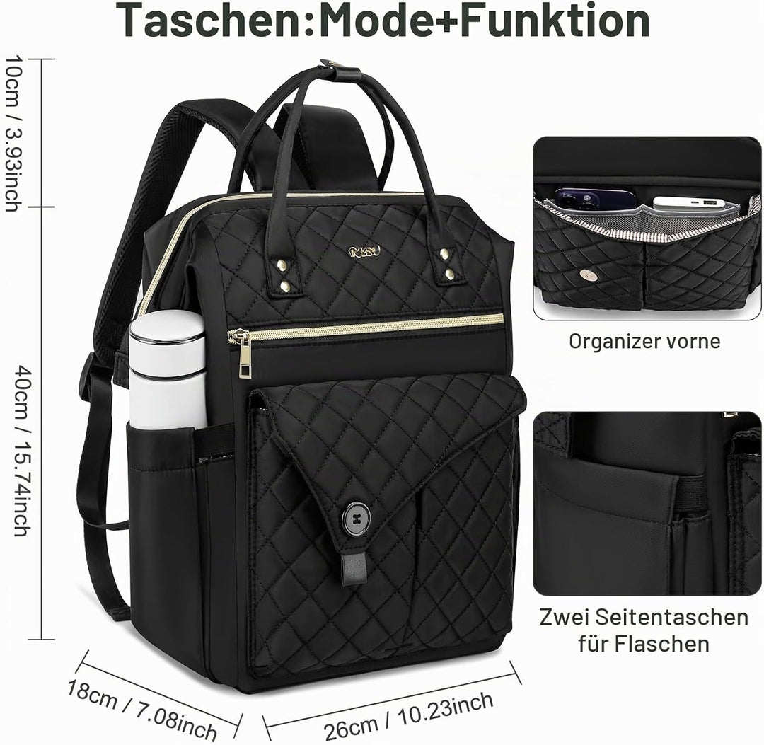 Rucksack Damen, 15,6 Zoll Rucksack Schulrucksack Mädchen Teenager mit USB Ladeanschluss, Schultasche