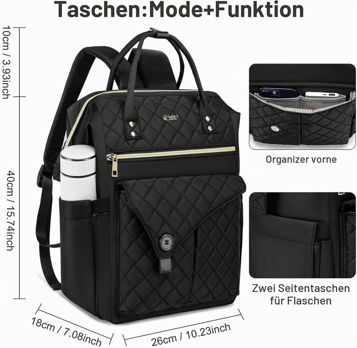 Rucksack Damen, 15,6 Zoll Rucksack Schulrucksack Mädchen Teenager mit USB Ladeanschluss, Schultasche