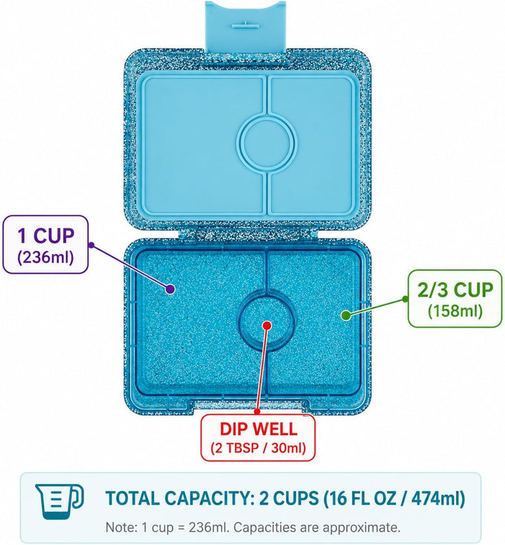 Yumbox Snackbox - Auslaufsicher, BPA-frei, 3-Fach Snackbehälter für Kinder &amp; Erwachsene - Tragbar, L
