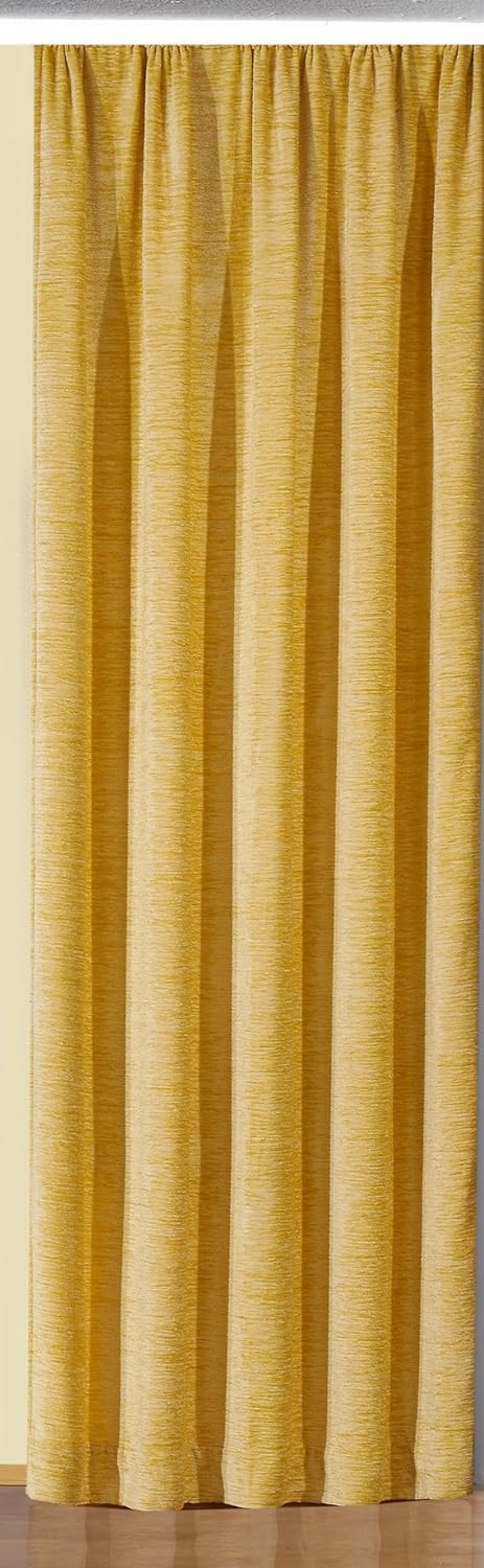 Georg Chr. Wirth Thermo Chenille Vorhang Jasmin unifarben, 335 g/qm Einzel Gardinenschal, gelb, 250X