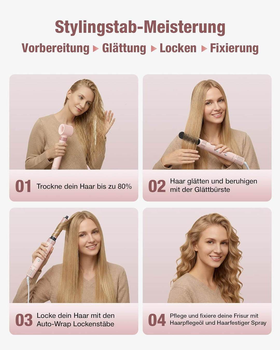6-in-1 Hairstyler, Airstyler, Lockenstab, 110000 U/Min Hochgeschwindigkeit Lonen Föhn Locken oder Gl