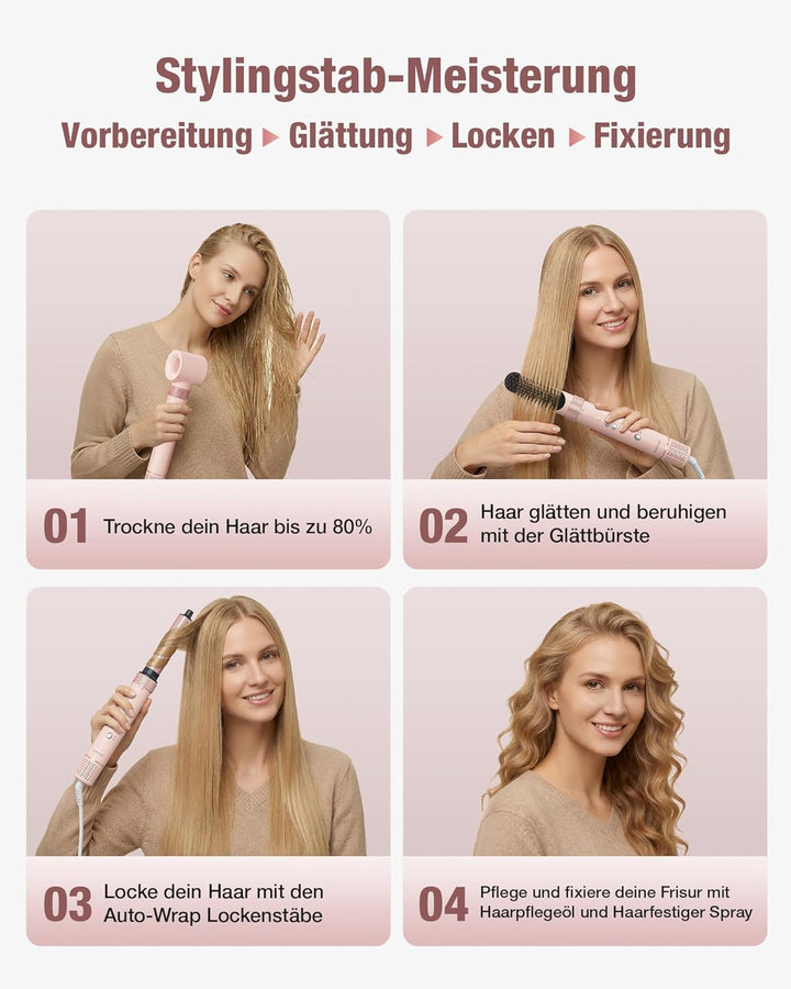 6-in-1 Hairstyler, Airstyler, Lockenstab, 110000 U/Min Hochgeschwindigkeit Lonen Föhn Locken oder Gl